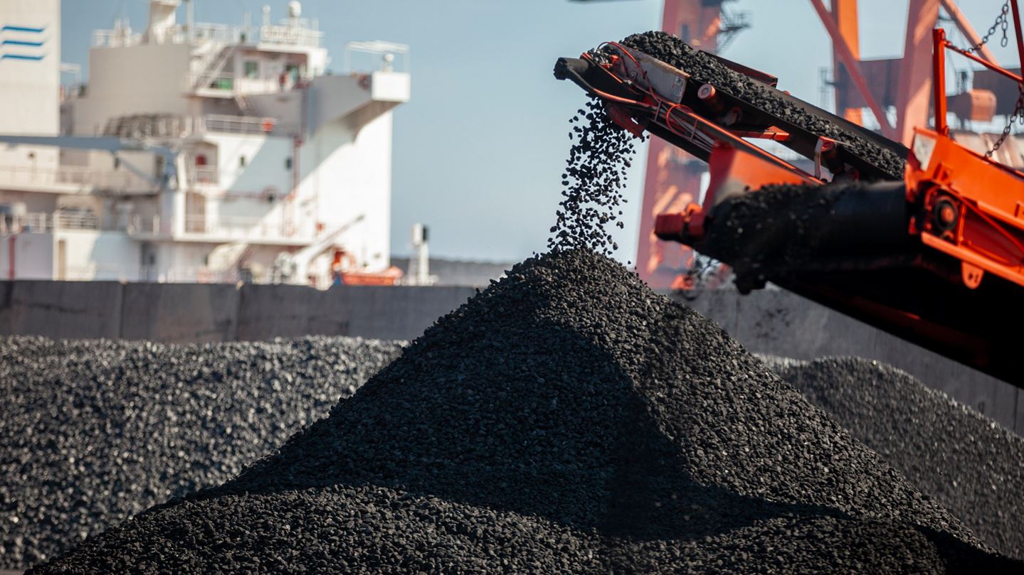 coal pile in a port