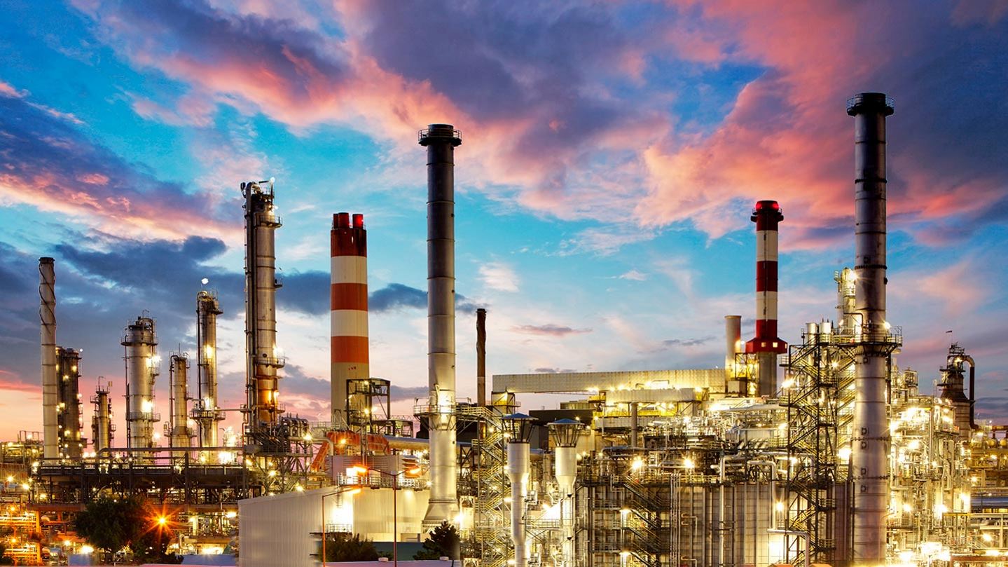 Oil refinery at twilight