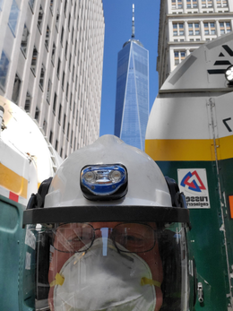 Air Products truck driver wearing mask during COVID